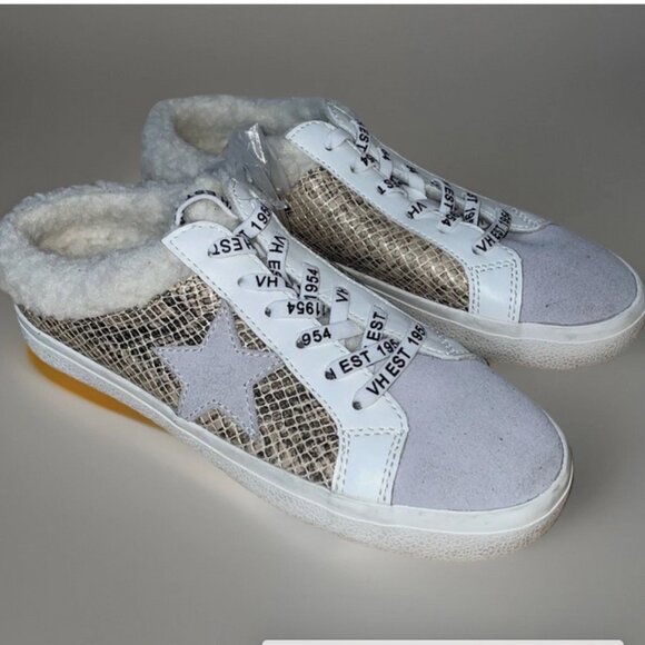 Vintage Havana Hearty Sneakers Mule Size 6 Snakeskin/ Suede Faux Fur NEW - Picture 1 of 10
